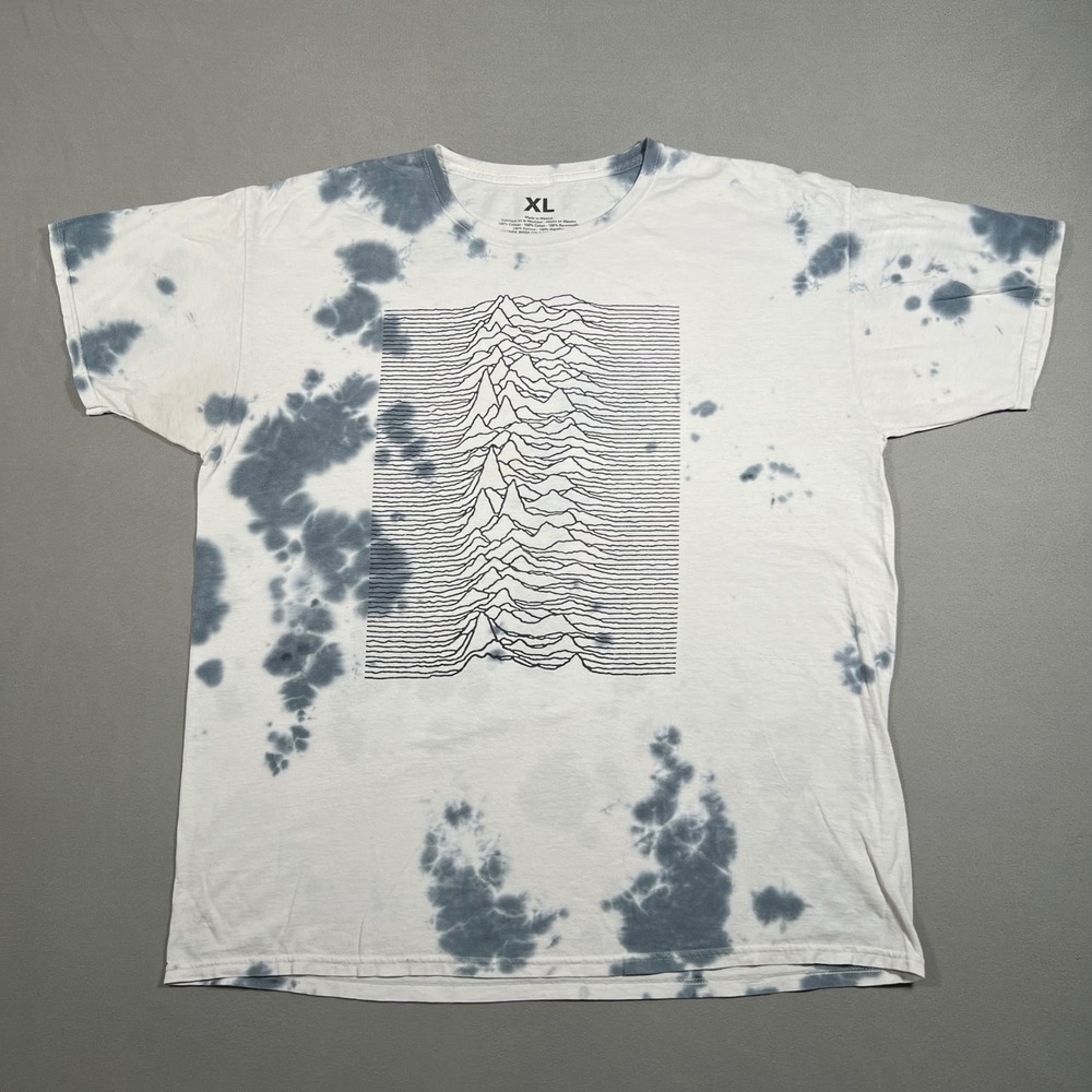 Joy Division Unknown Pleasures Tie Dye Graphic T-Shirt Mens XL White Gray